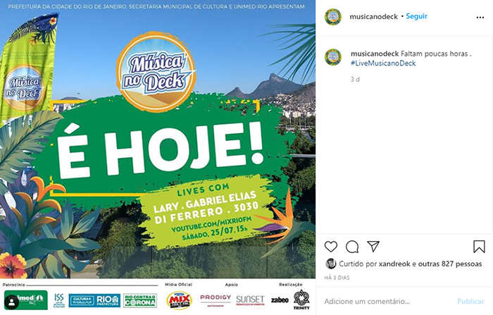 Unimed-Rio faz live musical em parceria com a Rádio Mix FM