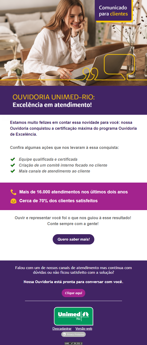 Certificação máxima de excelência em atendimento da Ouvidoria