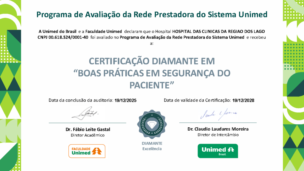 Hospital conquista Selo Diamante no Programa de Avaliação da Rede Prestadora